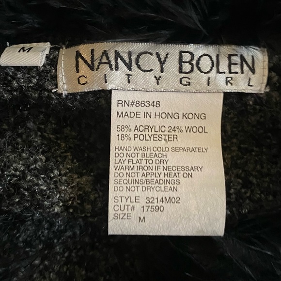 Witchy Core Wool Blend Button Cardigan Faux Fur Neckline VTG Size M - Picture 7 of 16